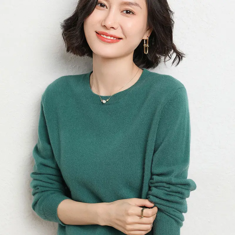 Women's New Solid Color Crewneck Sweater Short Spring Autumn All-match Base - Image 3