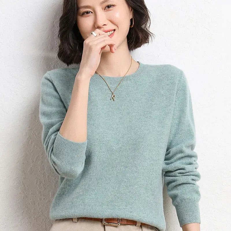 Women's New Solid Color Crewneck Sweater Short Spring Autumn All-match Base - Image 5