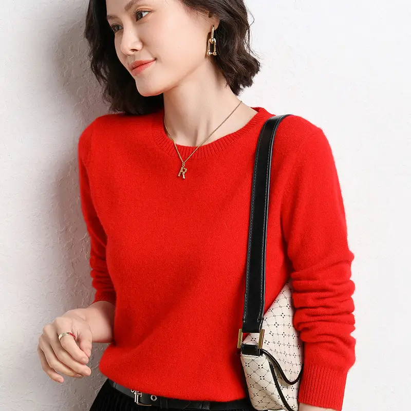 Women's New Solid Color Crewneck Sweater Short Spring Autumn All-match Base - Image 6