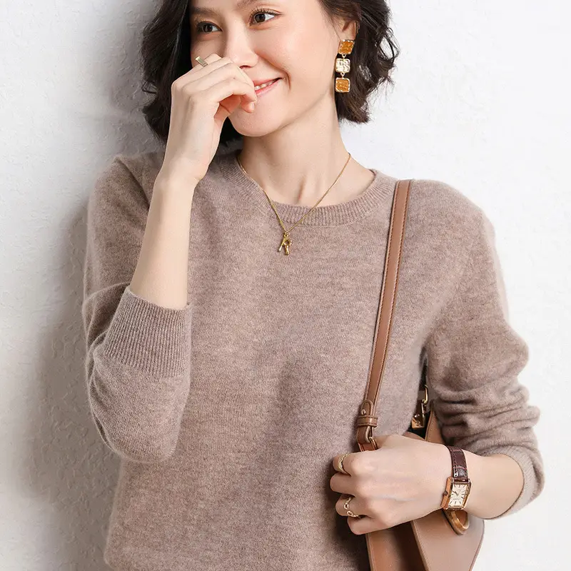 Women's New Solid Color Crewneck Sweater Short Spring Autumn All-match Base - Image 7