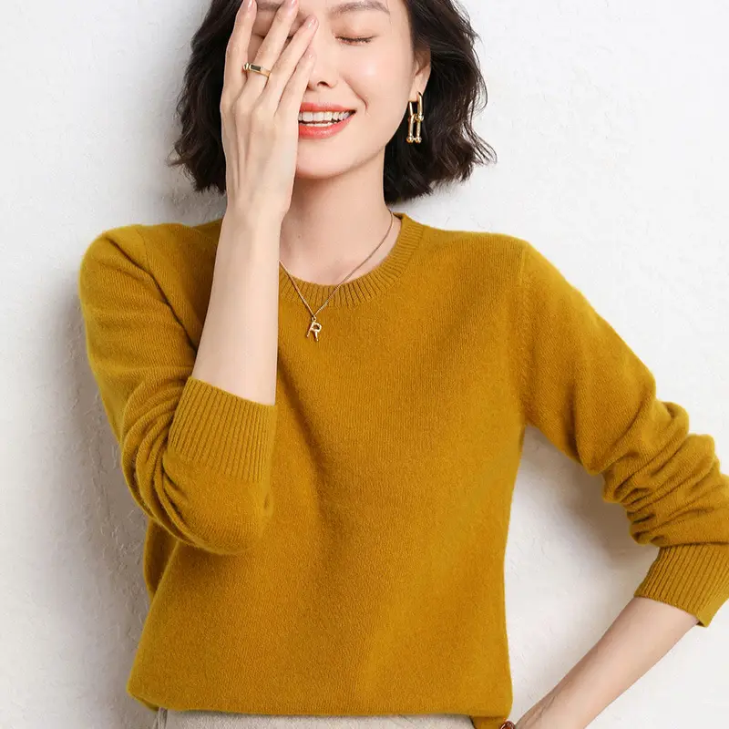Women's New Solid Color Crewneck Sweater Short Spring Autumn All-match Base - Image 9