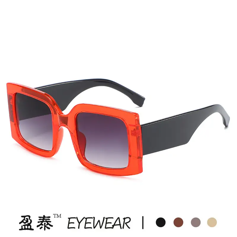 Red Double Gray Square Sunglasses Wide Frame Retro Style - Image 9