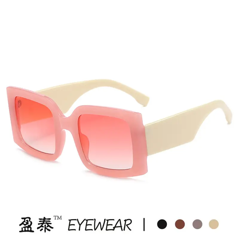 Red Double Gray Square Sunglasses Wide Frame Retro Style - Image 11
