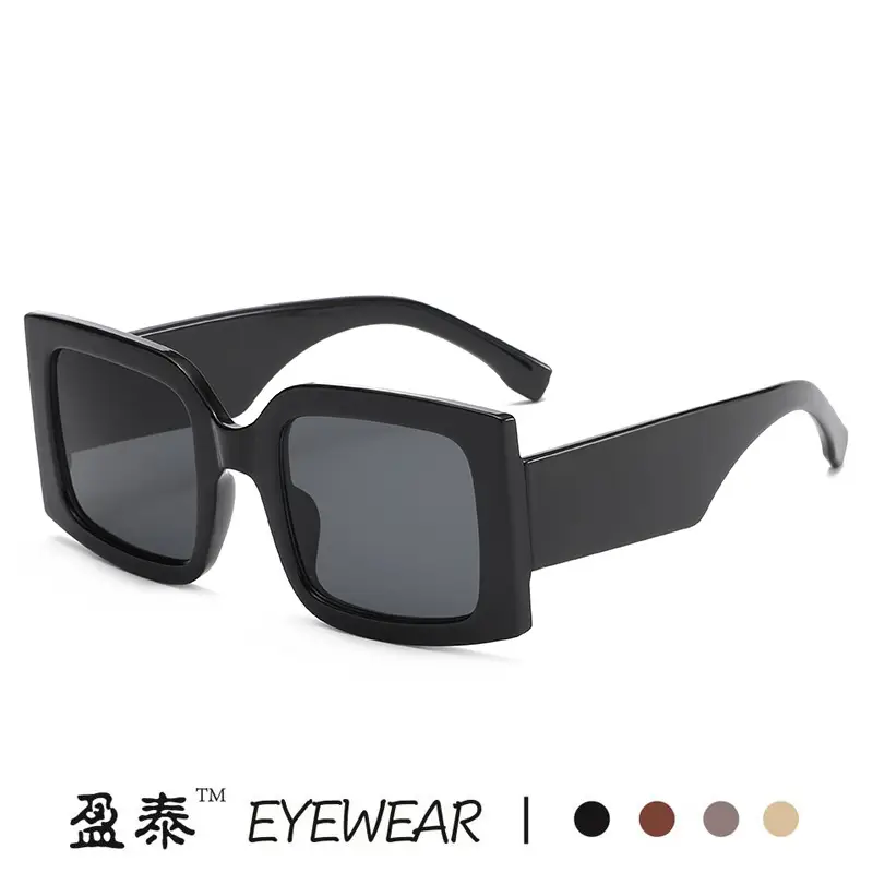 Red Double Gray Square Sunglasses Wide Frame Retro Style - Image 12