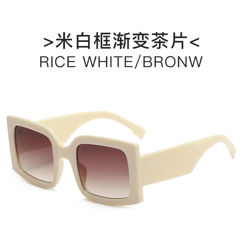 Red Double Gray Square Sunglasses Wide Frame Retro Style - Image 2