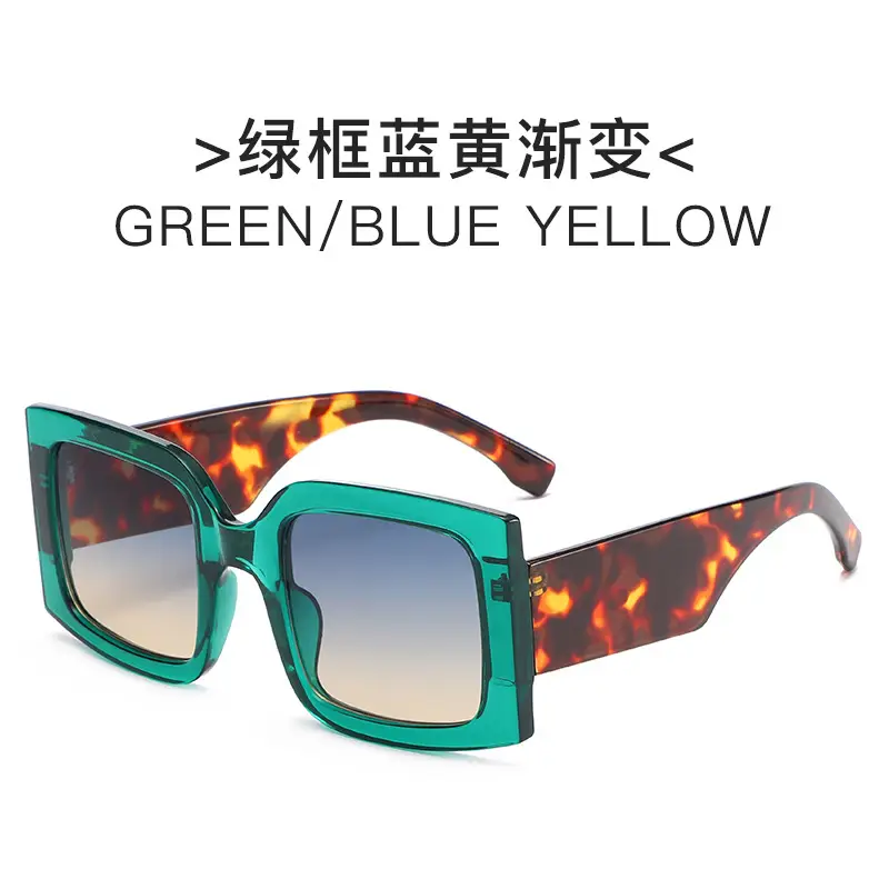 Red Double Gray Square Sunglasses Wide Frame Retro Style - Image 7