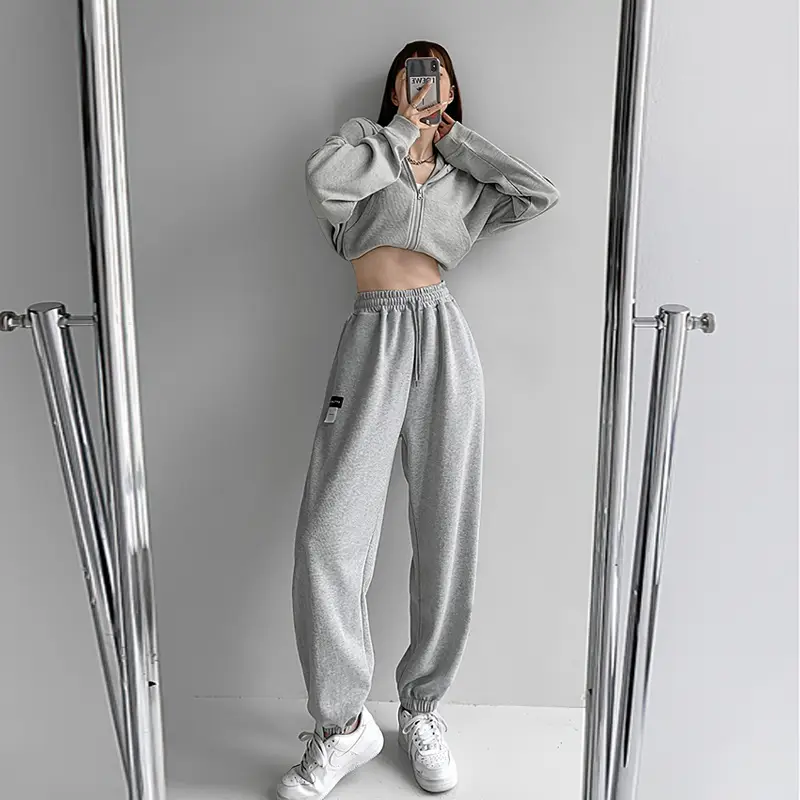Women's 2024 Summer Sports Pants Grey Loose High Street - Image 6
