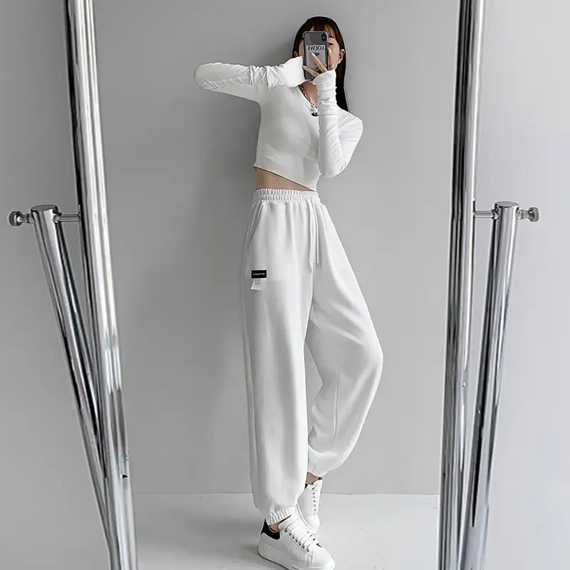 Women's 2024 Summer Sports Pants Grey Loose High Street - Image 8