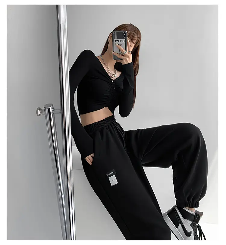 Women's 2024 Summer Sports Pants Grey Loose High Street — feature 9