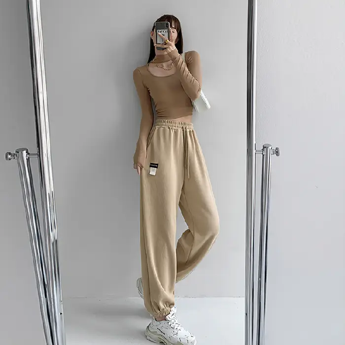 Women's 2024 Summer Sports Pants Grey Loose High Street - Image 2