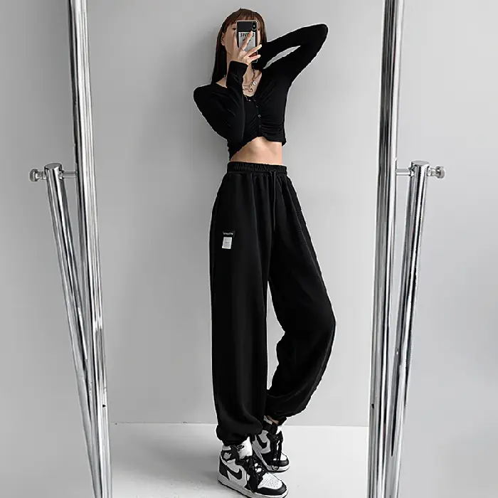 Women's 2024 Summer Sports Pants Grey Loose High Street - Image 4