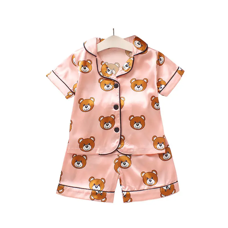BB164 Mufu Rui Bear Pink Short Shirt Set