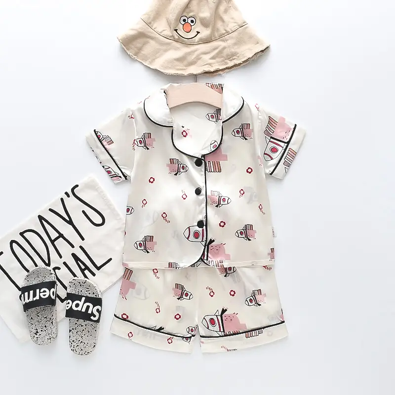 BB164 Mufu Rui Bear Pink Short Shirt Set