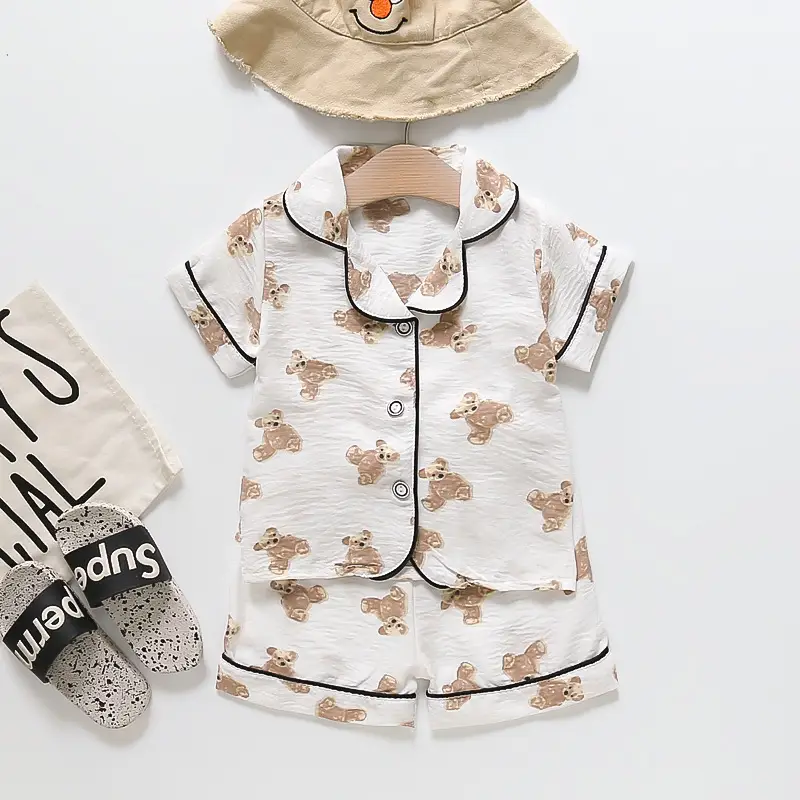 BB164 Mufu Rui Bear Pink Short Shirt Set