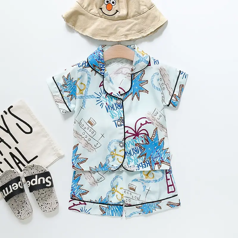 BB164 Mufu Rui Bear Pink Short Shirt Set