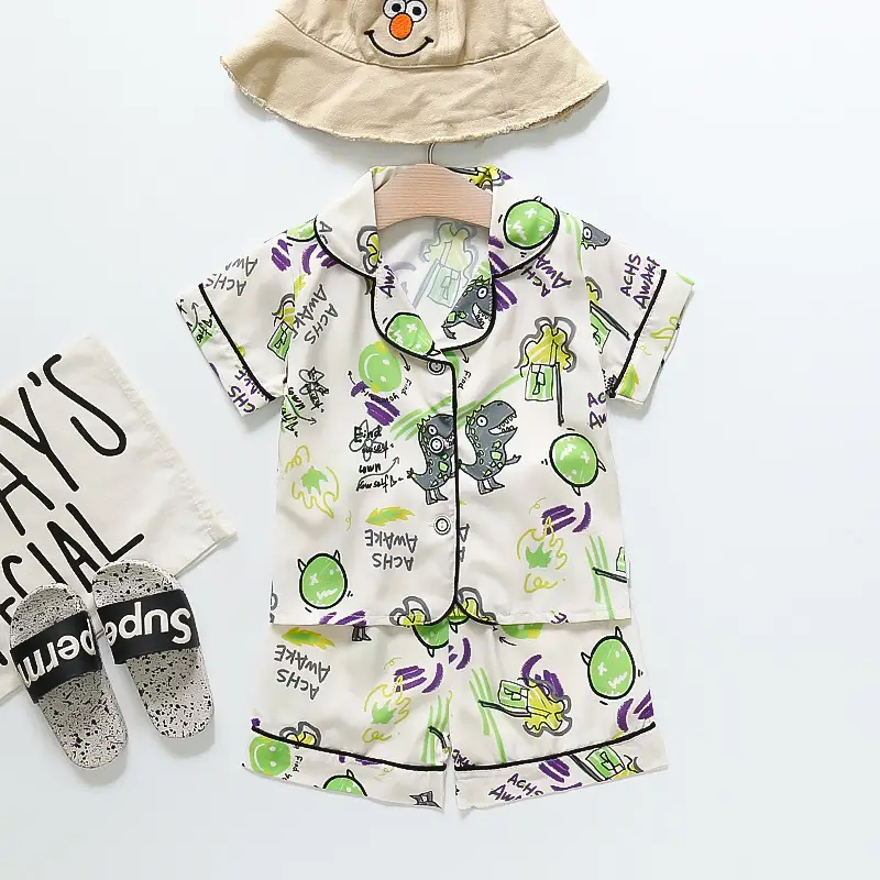 BB164 Mufu Rui Bear Pink Short Shirt Set
