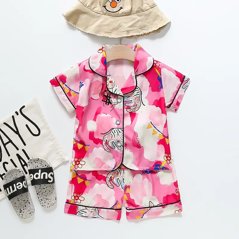BB164 Mufu Rui Bear Pink Short Shirt Set