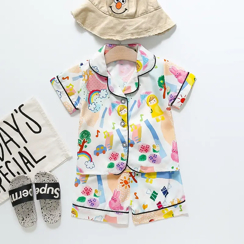 BB164 Mufu Rui Bear Pink Short Shirt Set