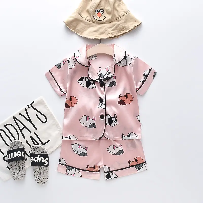 BB164 Mufu Rui Bear Pink Short Shirt Set