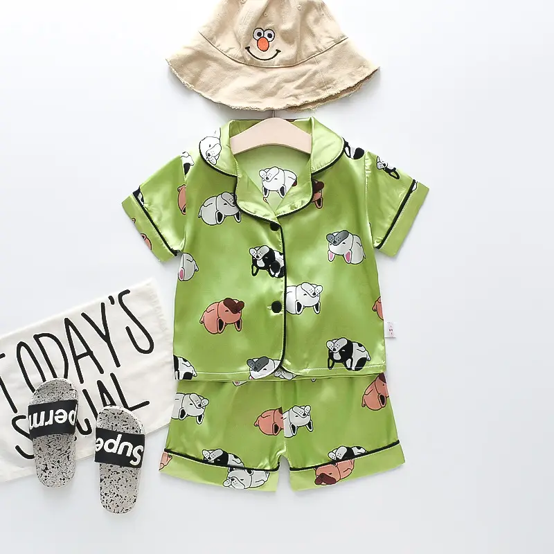 BB164 Mufu Rui Bear Pink Short Shirt Set