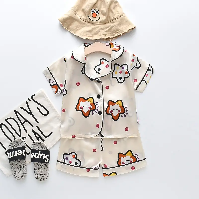 BB164 Mufu Rui Bear Pink Short Shirt Set