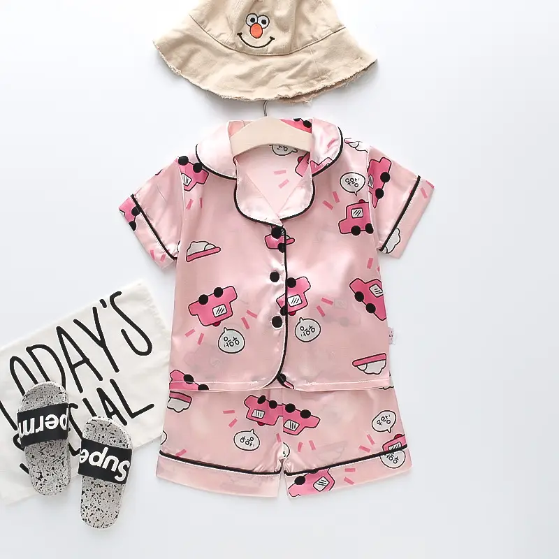 BB164 Mufu Rui Bear Pink Short Shirt Set
