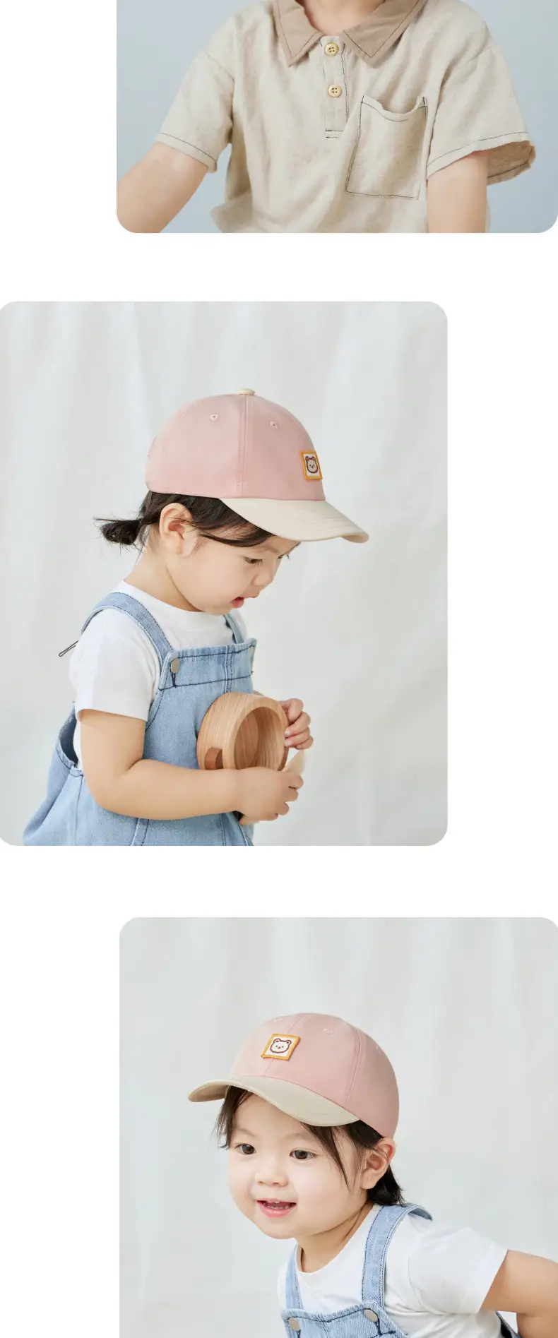 Children's Purple Peaked Cap with Bear Embroidery — feature 10