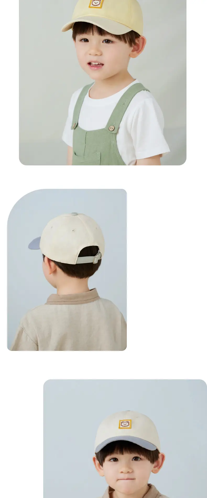 Children's Purple Peaked Cap with Bear Embroidery — feature 9