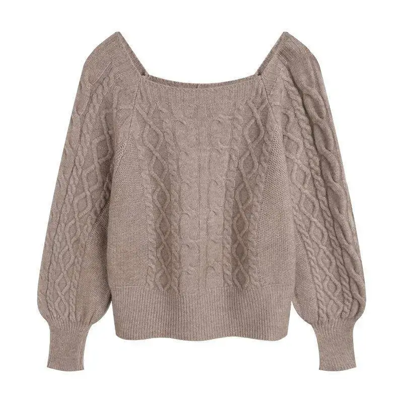 Green Knitted Lateral Twist Sweater for Women - Image 13