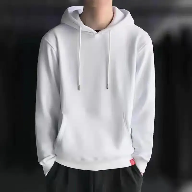 Men's Fleece Lined Hoodie Solid Color Loose Winter Warm - Image 11