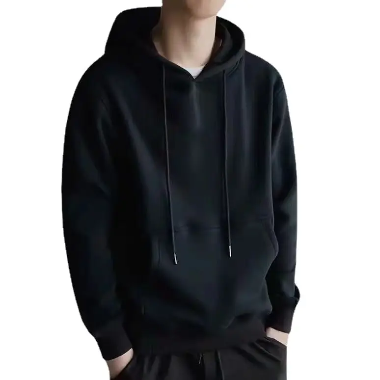 Men's Fleece Lined Hoodie Solid Color Loose Winter Warm - Image 13