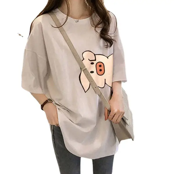 Pregnant Women's Blue Moon T-Shirt Loose Late Pregnancy Short Sleeve