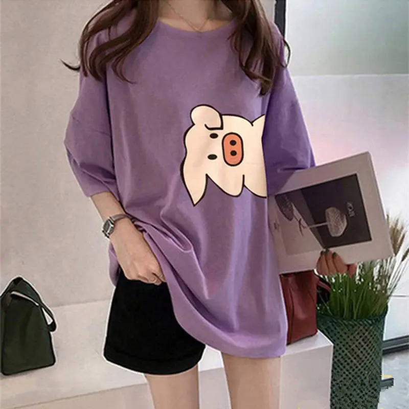 Pregnant Women's Blue Moon T-Shirt Loose Late Pregnancy Short Sleeve — feature 9