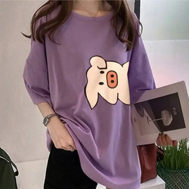 Pregnant Women's Blue Moon T-Shirt Loose Late Pregnancy Short Sleeve