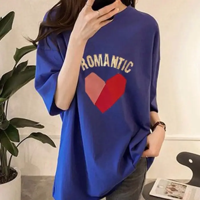 Pregnant Women's Blue Moon T-Shirt Loose Late Pregnancy Short Sleeve