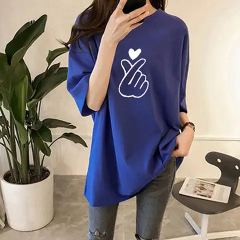 Pregnant Women's Blue Moon T-Shirt Loose Late Pregnancy Short Sleeve