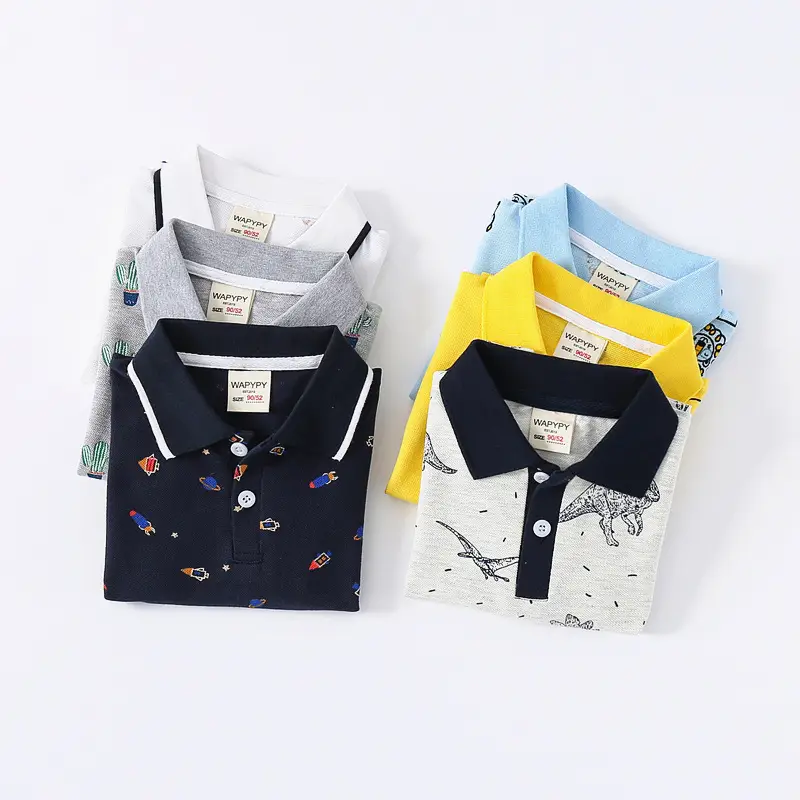 Boys' White Printed Polo Shirt 2026 Summer - Image 6