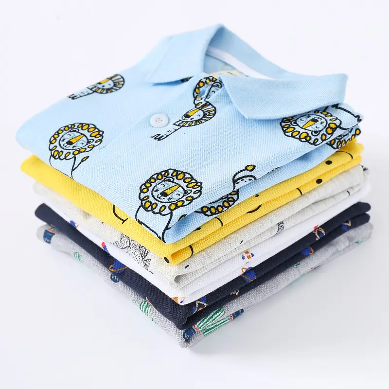 Boys' White Printed Polo Shirt 2026 Summer - Image 7
