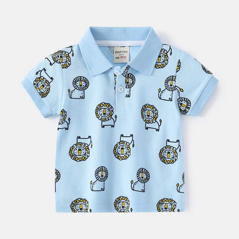 Boys' White Printed Polo Shirt 2026 Summer - Image 4