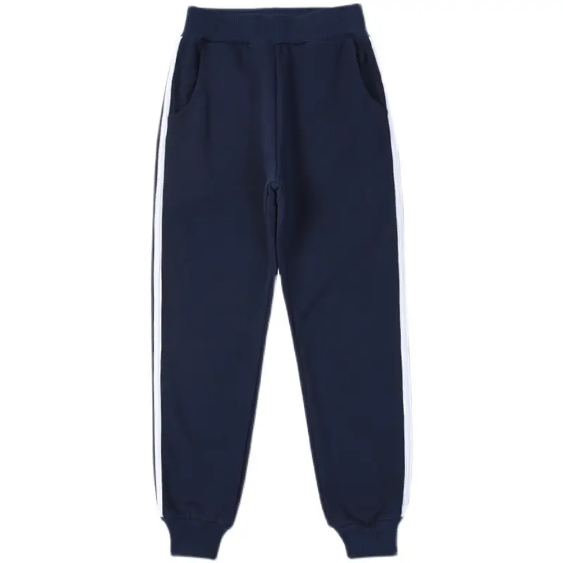 Children's Blue Sports Pants One Bar Two Bar School Pants Boys Girls Spring Autumn Big Children's School Uniform Pants for Primary School Students
