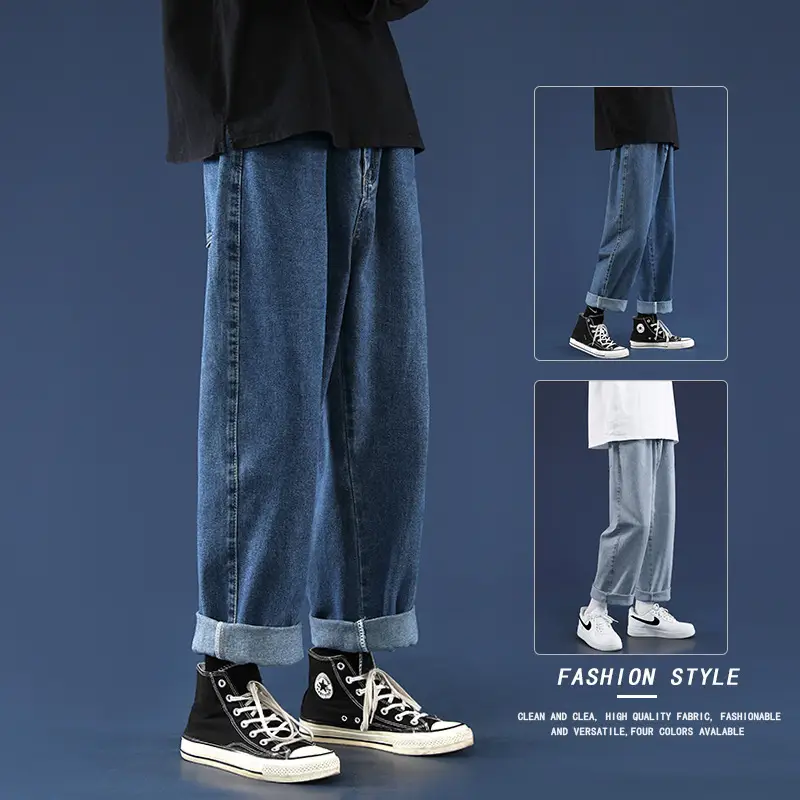 Men's Wide-leg Ankle Jeans Spring Autumn Loose Straight Fit - Image 7