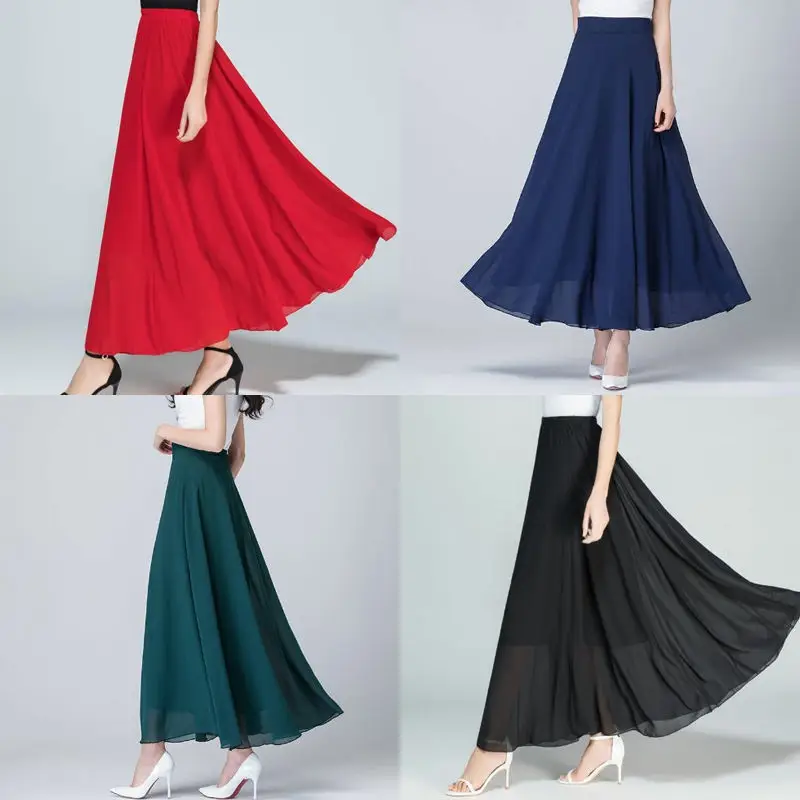 Women's White Chiffon High Waist Skirt Summer Dress - Image 9