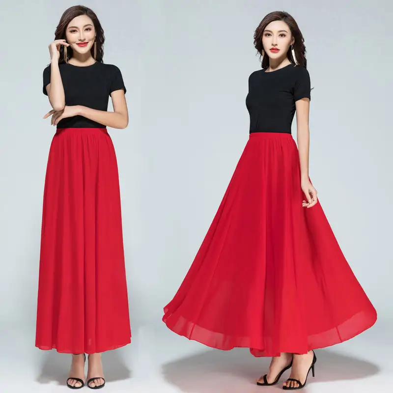Women's White Chiffon High Waist Skirt Summer Dress - Image 10
