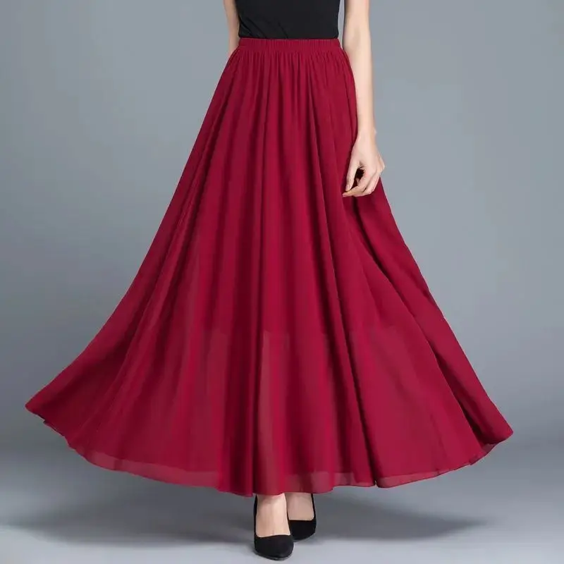 Women's White Chiffon High Waist Skirt Summer Dress - Image 11