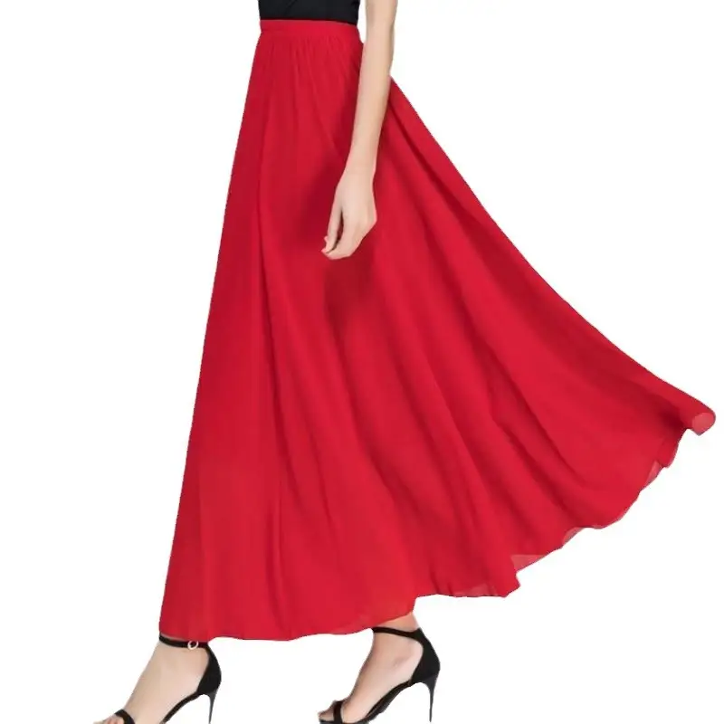 Women's White Chiffon High Waist Skirt Summer Dress - Image 12