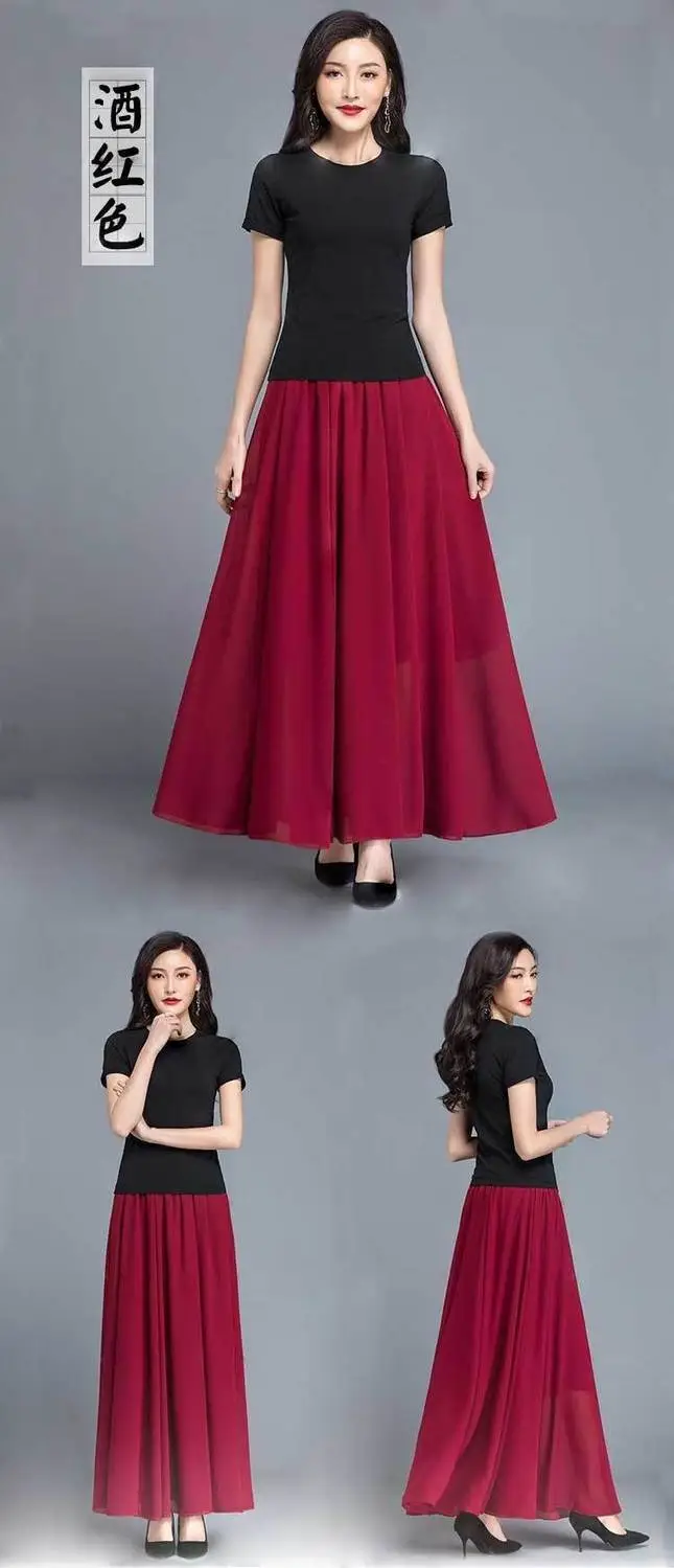 Women's White Chiffon High Waist Skirt Summer Dress — feature 2
