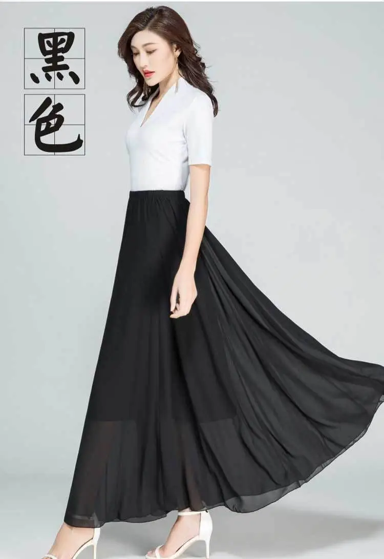 Women's White Chiffon High Waist Skirt Summer Dress — feature 3
