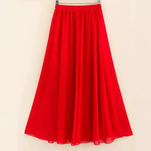 Women's White Chiffon High Waist Skirt Summer Dress - Image 3