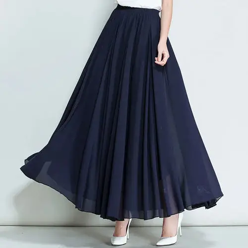 Women's White Chiffon High Waist Skirt Summer Dress - Image 6