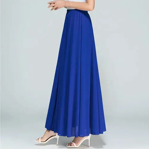 Women's White Chiffon High Waist Skirt Summer Dress - Image 7